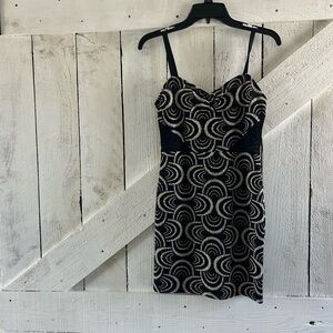 Black and Cream Patterned Spaghetti Strap Dress from free people